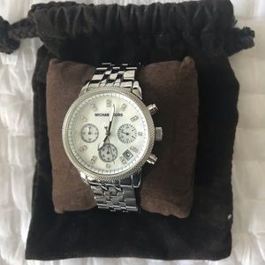 Michael Kors silver watch with opal face